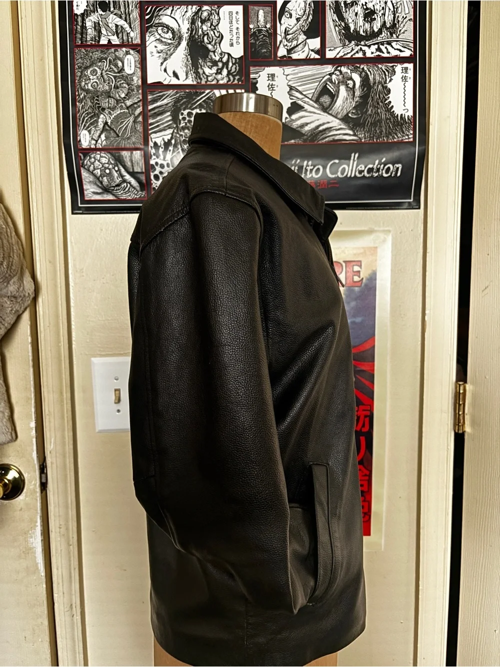 GAP Black Leather Bomber Jacket